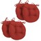 16-inch Solid Twill Round Tufted Chair Cushions (Set of 4) - Ruby Red